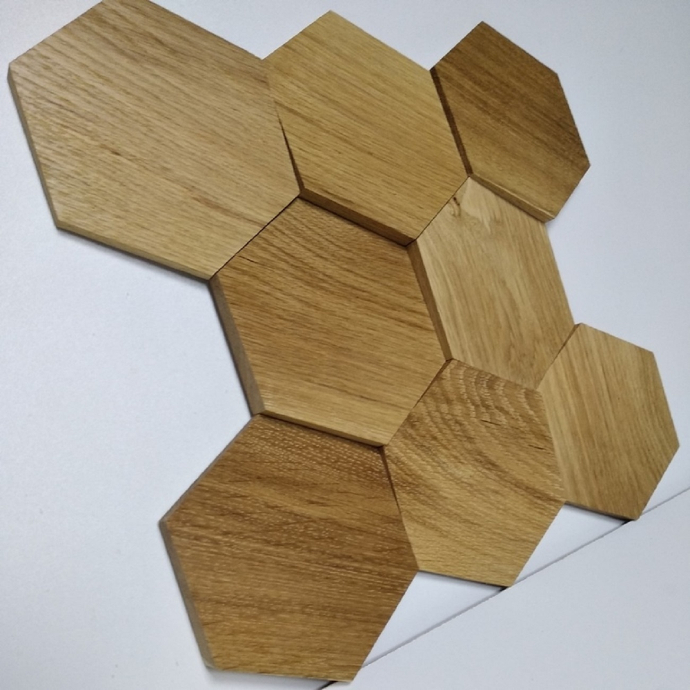 Деревянная мозаика для стен Wood Mosaic 3Д Дуб Гескагон угол