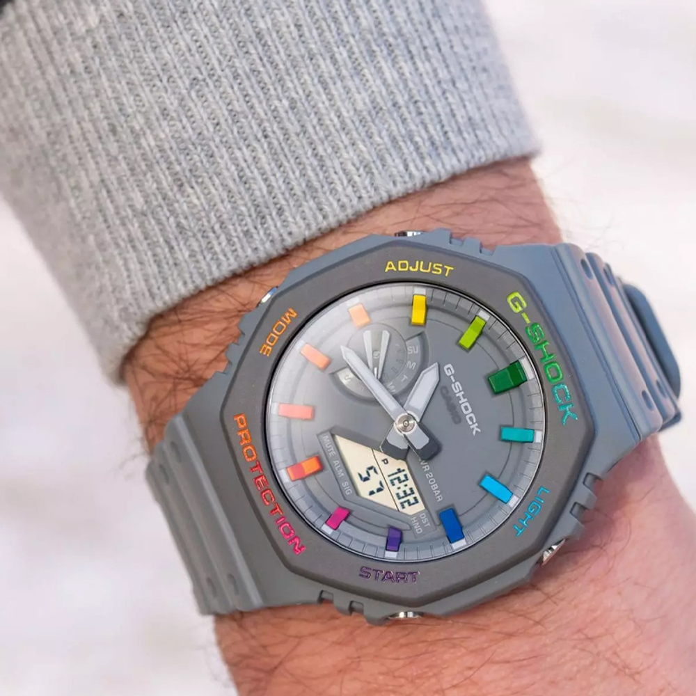 CASIO Men Liquid Crystal/Analog Dual Display Series Gray Watch GA-2100-1AERD