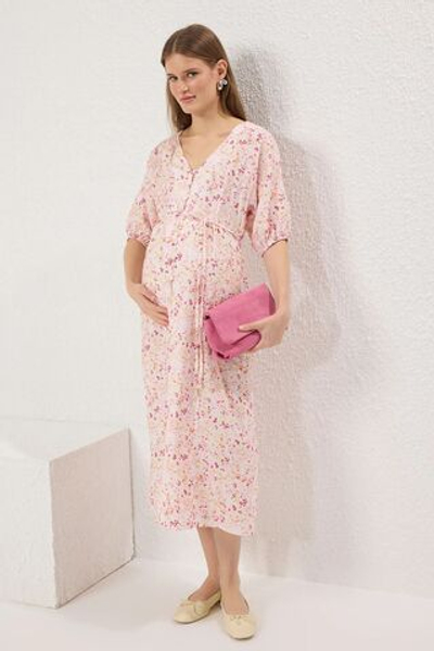 Разноцветное платье миди для беременных с цветочным принтом и воздушными шариками TBBSS25AH00184