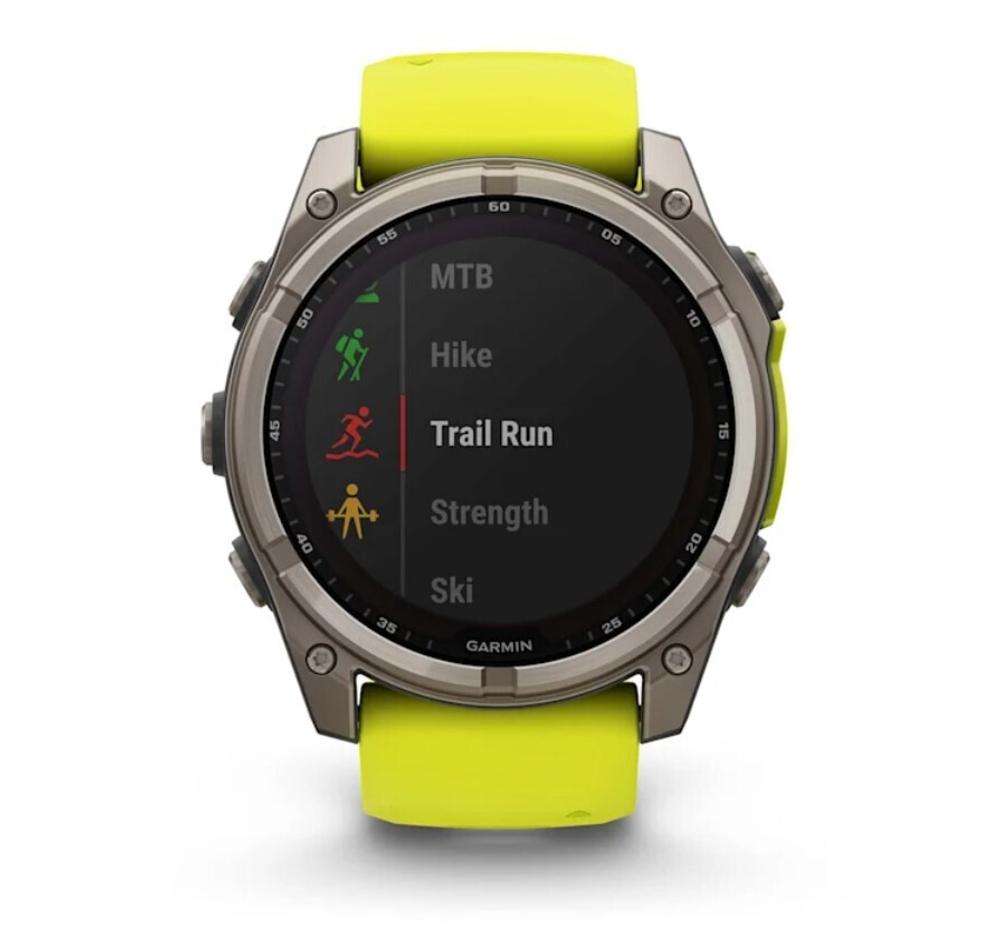Умные часы Garmin Fenix 8, 51 мм, Solar, Sapphire Titanium with AMP yellow/graphite silicone band