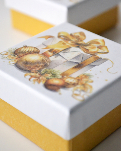 Футляр картонный "Новогодняя. Подарочки №11.2", 60х60х34 мм