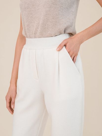 Женские брюки молочного цвета из 100% шерсти - фото 5