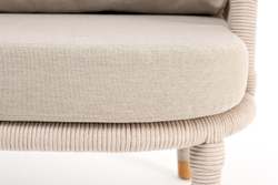 "Верона" кресло плетеное из роупа, каркас алюминий белый муар, роуп бежевый круглый, ткань бежевая 15052