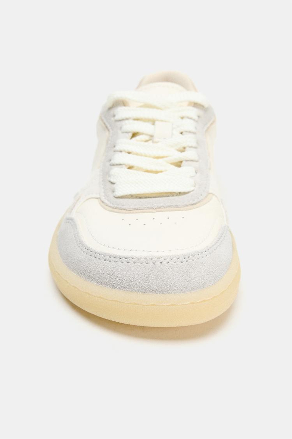 ZARA КОМБИНИРОВАННЫЕ КОЖАНЫЕ КРОССОВКИ BAREFOOT, ЭКРЮ