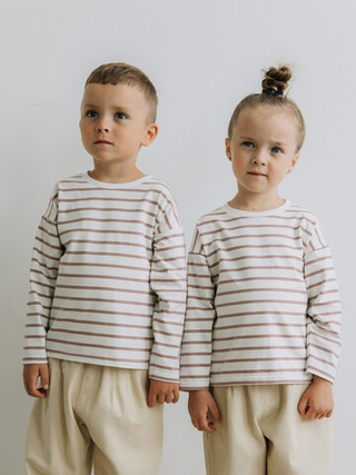Лонгслив в полоску, Бежевый