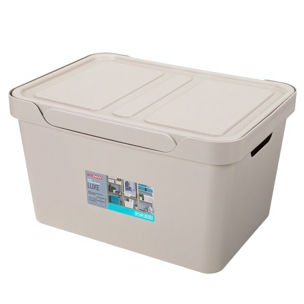 Ящик с крышкой универсальный "luxe", 380х276х220 мм, 18л (светло-бежевый)