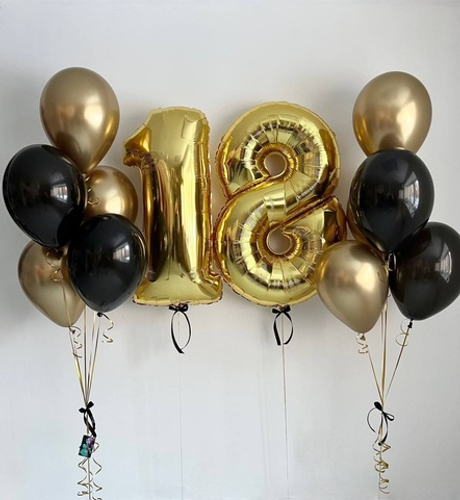 Воздушные шары черный/золото на 18 лет №3097