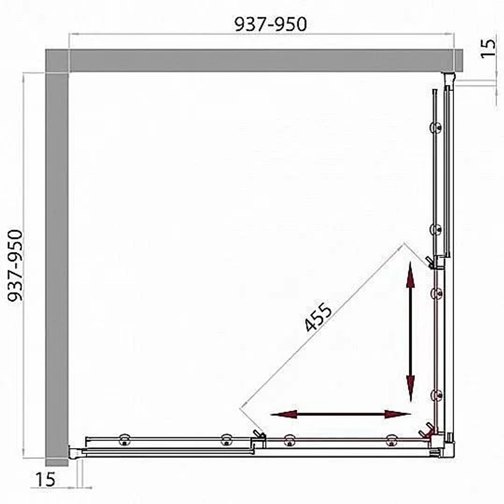 Душевой уголок BelBagno UNO 195-A-2 95x95 матовый/хром