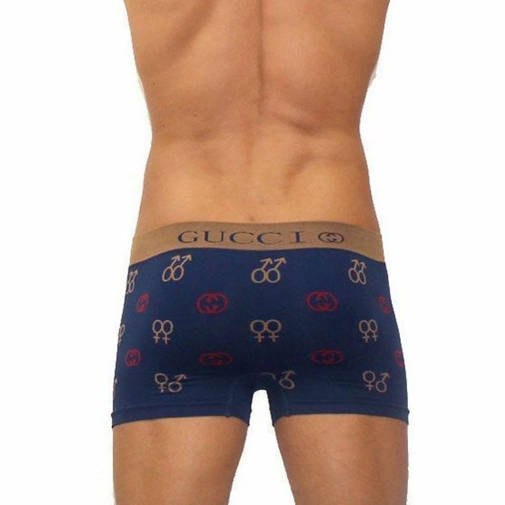 Мужские трусы бесшовные хипсы синие Gucci