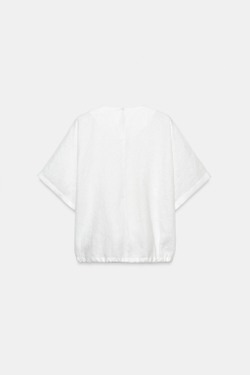 ZARA ЛЬНЯНОЙ ТОП НА ШНУРКАХ — ZW COLLECTION, БЕЛЫЙ