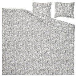 RODGERSIA Пододеяльник и 2 наволочки, серый/белый, 200x200/50x60 см