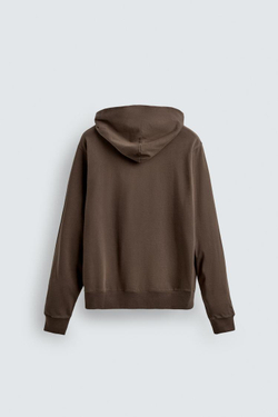 ZARA ТОЛСТОВКА С КАПЮШОНОМ И ЭФФЕКТОМ ПОТЕРТОСТИ, КОРИЧНЕВЫЙ