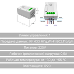 Умное радиореле диммер WiFi + 433 GRITT Core 1 линия 220В/100 ватт с управлением со смартфона BC180010DWF