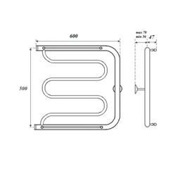 Полотенцесушитель водяной Point PN25556P 500x600 Фокстрот с полкой, хром