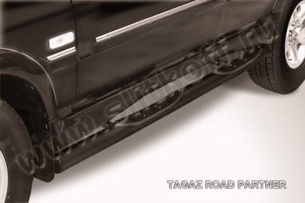 Пороги стальные Tagaz Road Partner (2008-2011) d76 с проступями (серебристые)