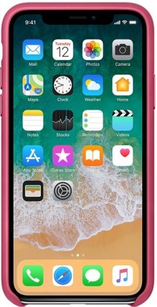 Клип-кейс Apple Leather Case для iPhone X (розовая фуксия)