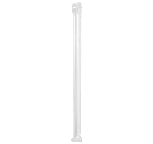 Трубочки для коктейлей ТОЛСТЫЕ прямые прозрачные в индив.упаковке (12*24мм) 250шт/упак, 8упак/кор