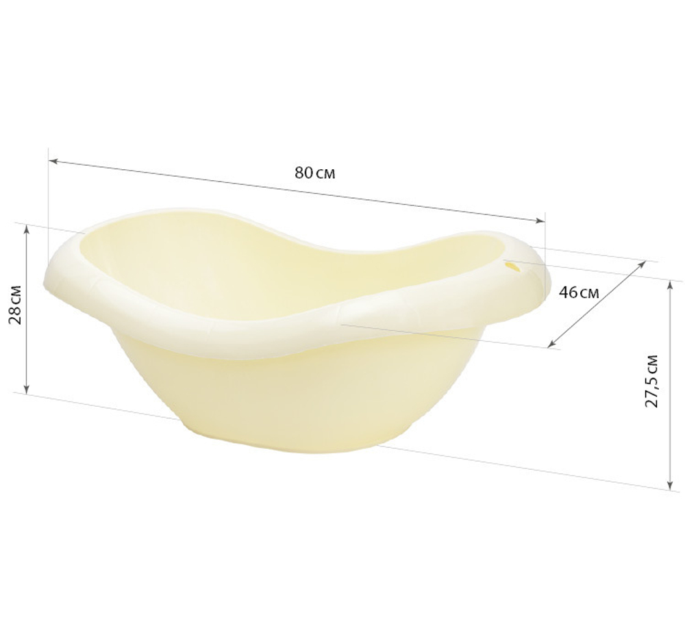 Ванночка детская ЛОТОС 28 л с держателем для душа, размер 46*80*28см М2589