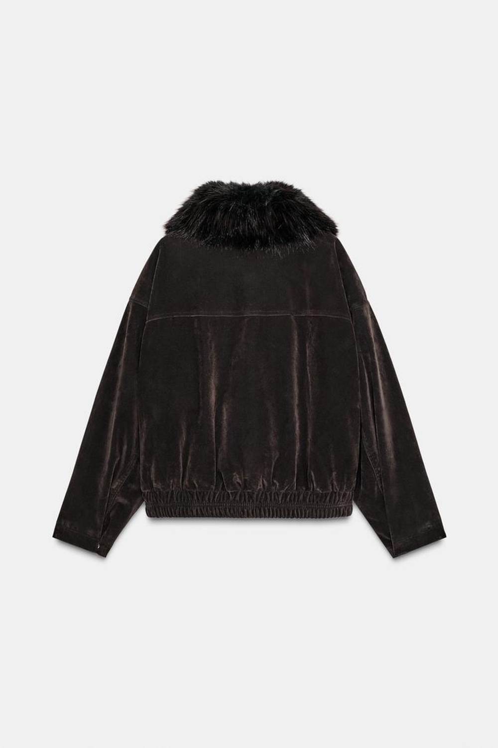 ZARA БОМБЕР ОВЕРСАЙЗ С ОТЛОЖНЫМ ВОРОТНИКОМ ИЗ ИСКУССТВЕННОГО МЕХА, КОРИЧНЕВЫЙ