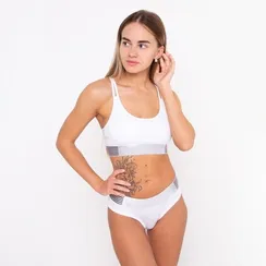 Комплект женский (топ с тонкими лямками, трусы), цвет белый МИКС, размер 42-44