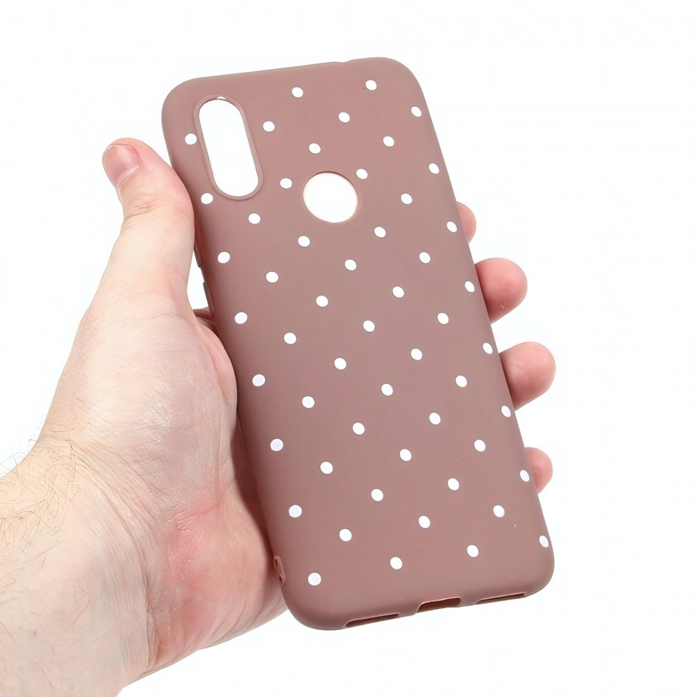 Чехол ТПУ в горошек для Xiaomi Redmi 7, 011374 Коричневый