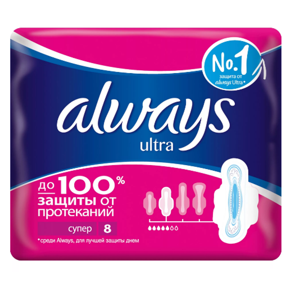 Always Прокладки женские гигиенические Ultra Super, ароматизированные, 8 шт