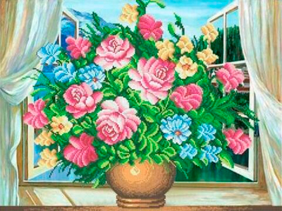 Г-6036 Букет роз на окне