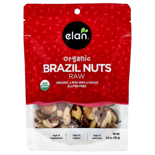 Elan, Органические бразильские орехи, необработанные, 185 г (6,5 унции)