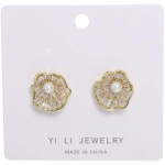 Серьги из гиппоалергенного металла со стразами «ПАЛУМНА», ракушка, цвет золото и серебро, 1,3-dсм