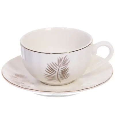 Кофейный набор 12 предметов «Золотая коллекция» (6 кружек 90мл+6 блюдец), пальма, волна