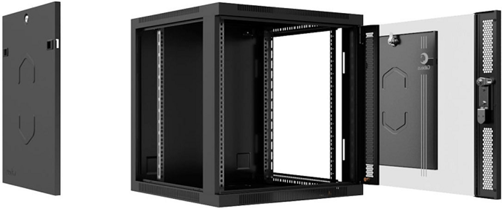 Шкаф настенный 19", 12U Cabeus SH-05F-12U60/35-R-BK