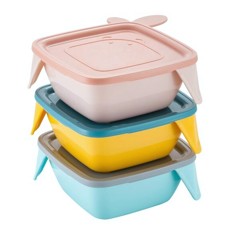 Детская тарелка Lalababy Play with Me Wolfie с мягкой крышкой джинсовый