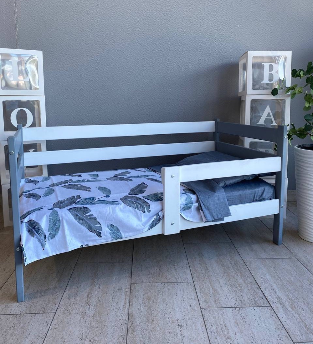 Кровать подростковая "Софа" 160*80 см серо-белая 1 борт (СЧ)