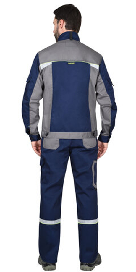 Костюм СИРИУС-СТАН куртка, брюки, синий со средне-серым и лимонной отделкой