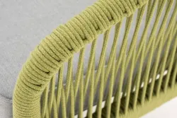 "Канны" диван 2-местный плетеный из роупа, каркас алюминий светло-серый (RAL7035) муар, роуп салатовый меланж круглый, ткань светло-серая