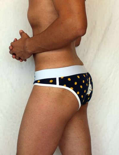 Темно-синие трусы с принтом в виде лимонов и провокационной надписью сзади (Размер: L) (Цвет: темно-синий)