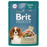 Влажный корм Brit Premium с уткой и яблоком в соусе, для взрослых собак мини-пород, 85 г.
