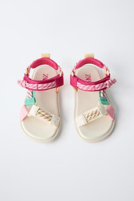 ZARA ТЕХНИЧЕСКИЕ МНОГОЦВЕТНЫЕ САНДАЛИИ BAREFOOT, РОЗОВЫЙ