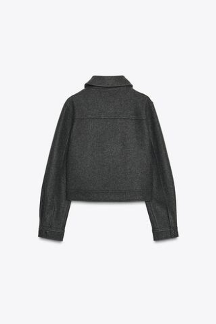 ZARA КУРТКА ИЗ МЯГКОЙ ТКАНИ НА МОЛНИИ, СЕРЫЙ