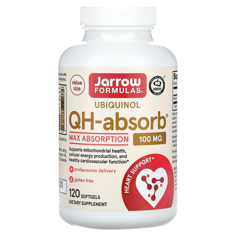 Jarrow Formulas, QH-Absorb, убихинол, максимальное усвоение, 100 мг, 120 капсул