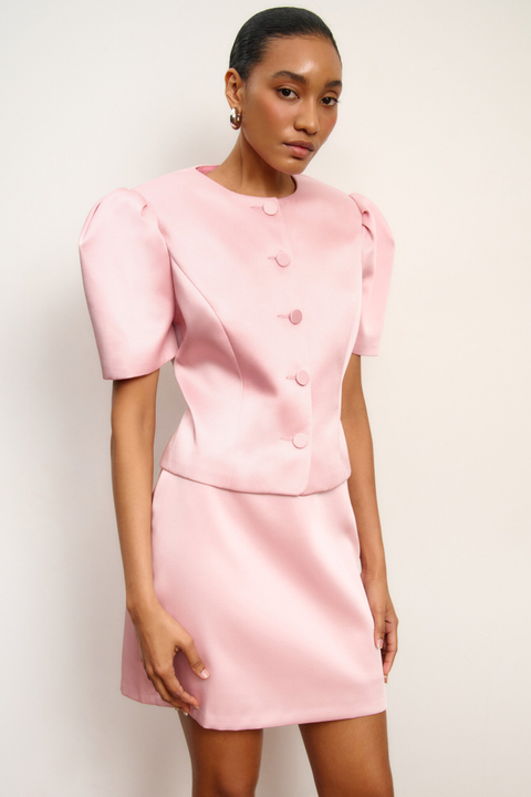 Жакет с объемными рукавами из сатина