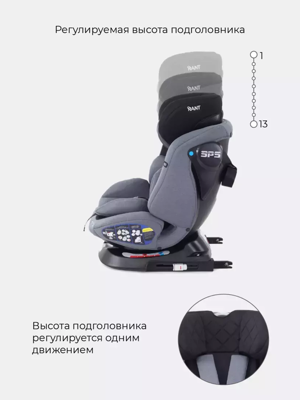 Автокресло RANT UB619 "NITRO" isofix Grey группа 0+-1-2-3  (0-36 кг)