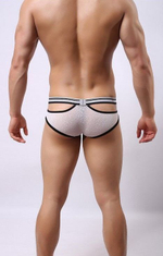 Белые мужские трусы-брифы с вырезами и леопардовым рисунком (Размер: XL) (Цвет: белый)