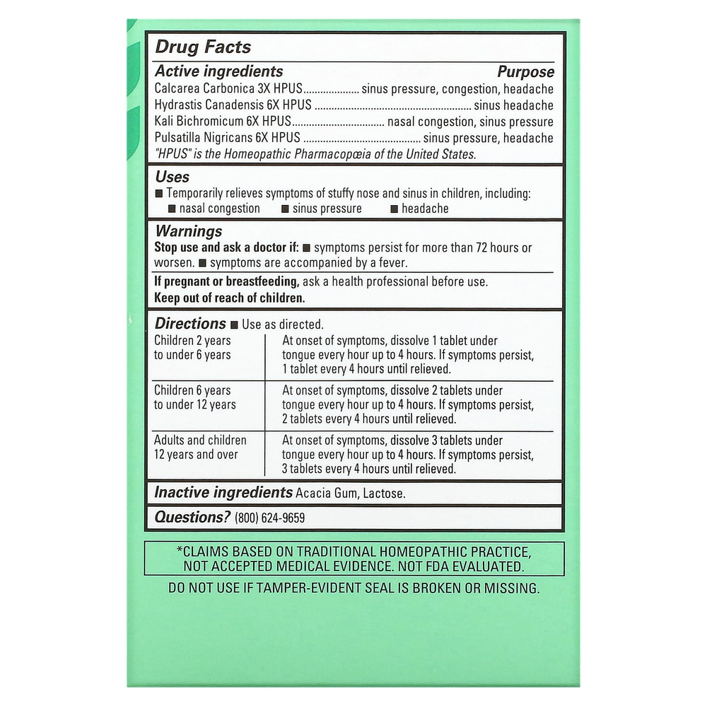 Hyland's Naturals, таблетки для детей при заложенности носа и носовых пазух, от 2 до 12 лет, 50 быстрорастворимых таблеток