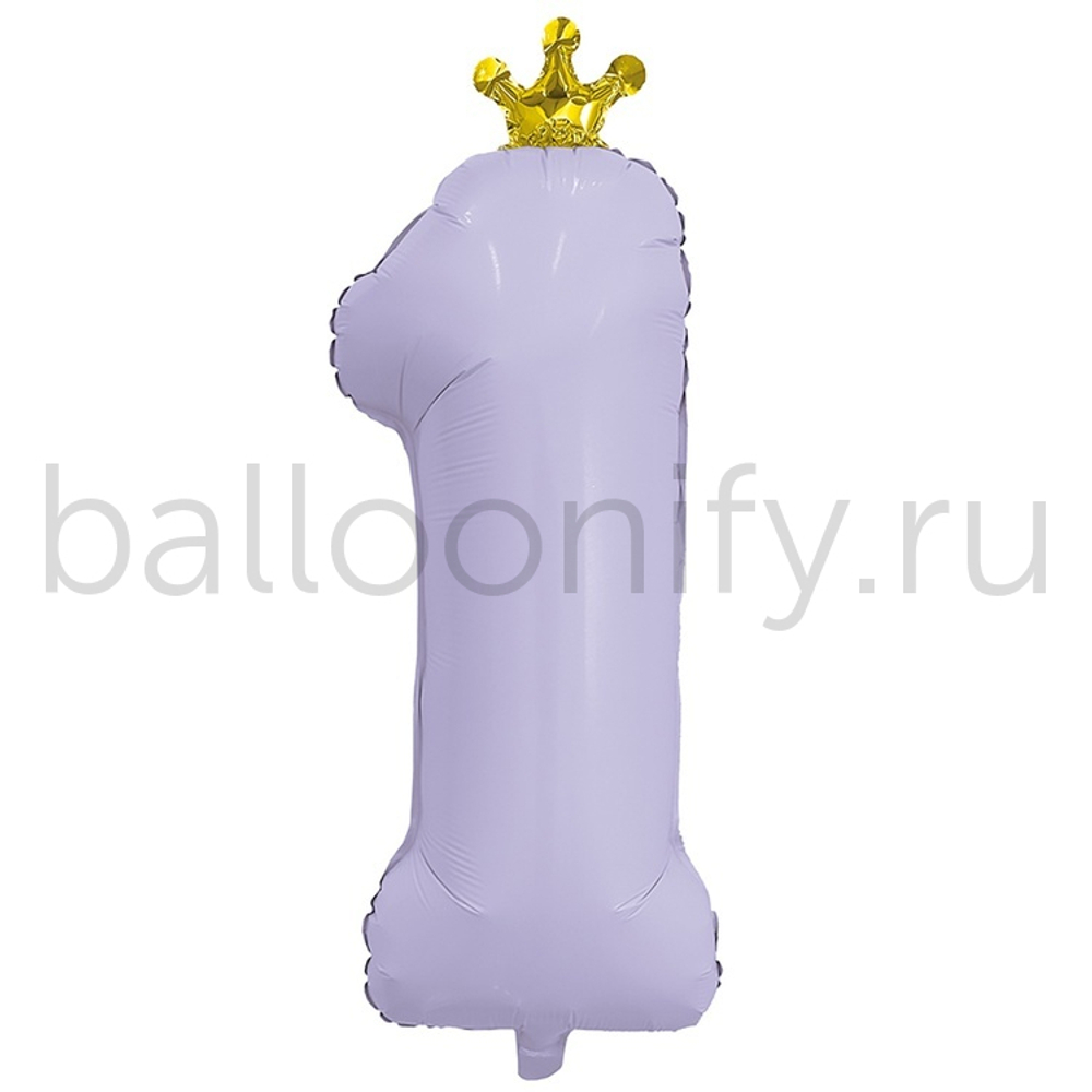 Шар ЦИФРА 1 С короной Lavender 32" 81 см