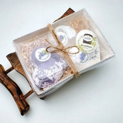 Набор бомбочек "Сердце полевые цветы XL, сердце лаванда XL + мыло полевые цветы"