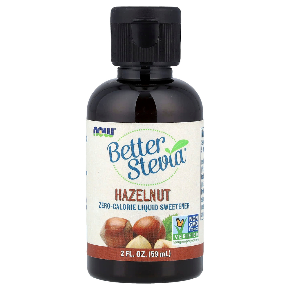 NOW Foods, Better Stevia, бескалорийный жидкий подсластитель, фундук, 59 мл (2 жидк. унции)