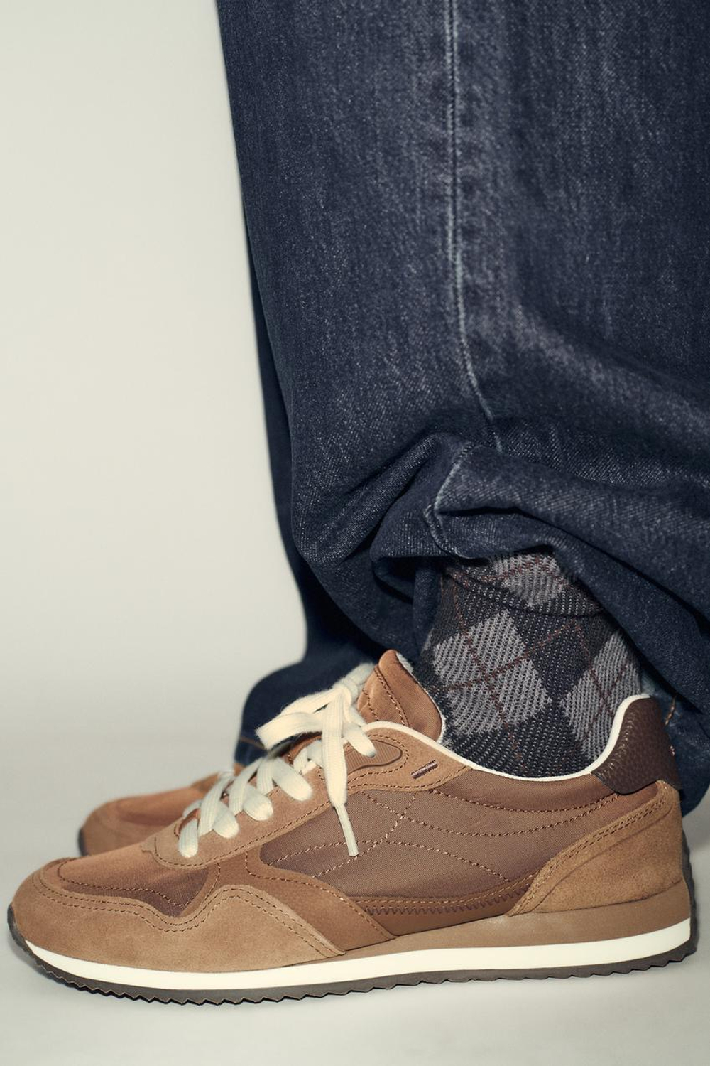 ZARA МЯГКИЕ КРОССОВКИ, КОРИЧНЕВЫЙ