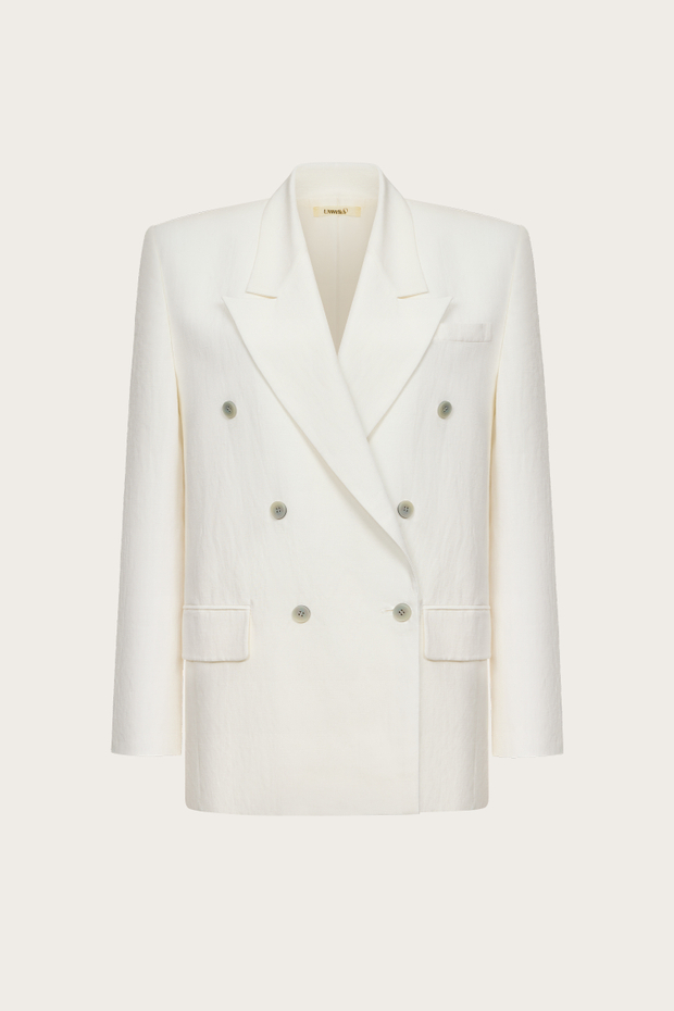 ДВУБОРТНЫЙ ЖАКЕТ ИЗ ЛЬНА И ШЕЛКА