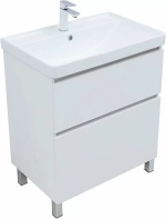 Тумба с раковиной Aquanet Вега 70 344122+301804 белая глянцевая